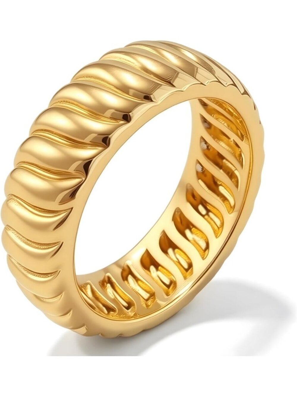 Twisted Ribbed Dome Statement Ring in 14K Gold Plated - Women's Size 6-10